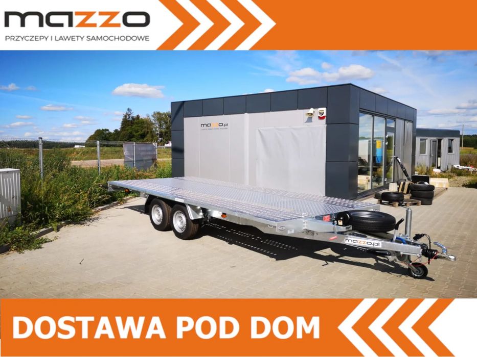 Niewiadów Dostawa laweta 500x210cm DMC3000kg wypełnienie blacha alu, prosta platforma AMORTYZATORY Koło zapasowe  Dostawa laweta 500x210cm DMC3000kg wypełnienie blacha alu prosta platf