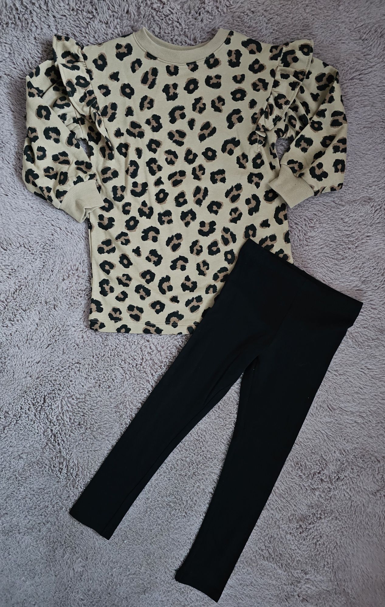 H&M komplet legginsy + dłuższa bluza tunika 110 ubrane 1 razk