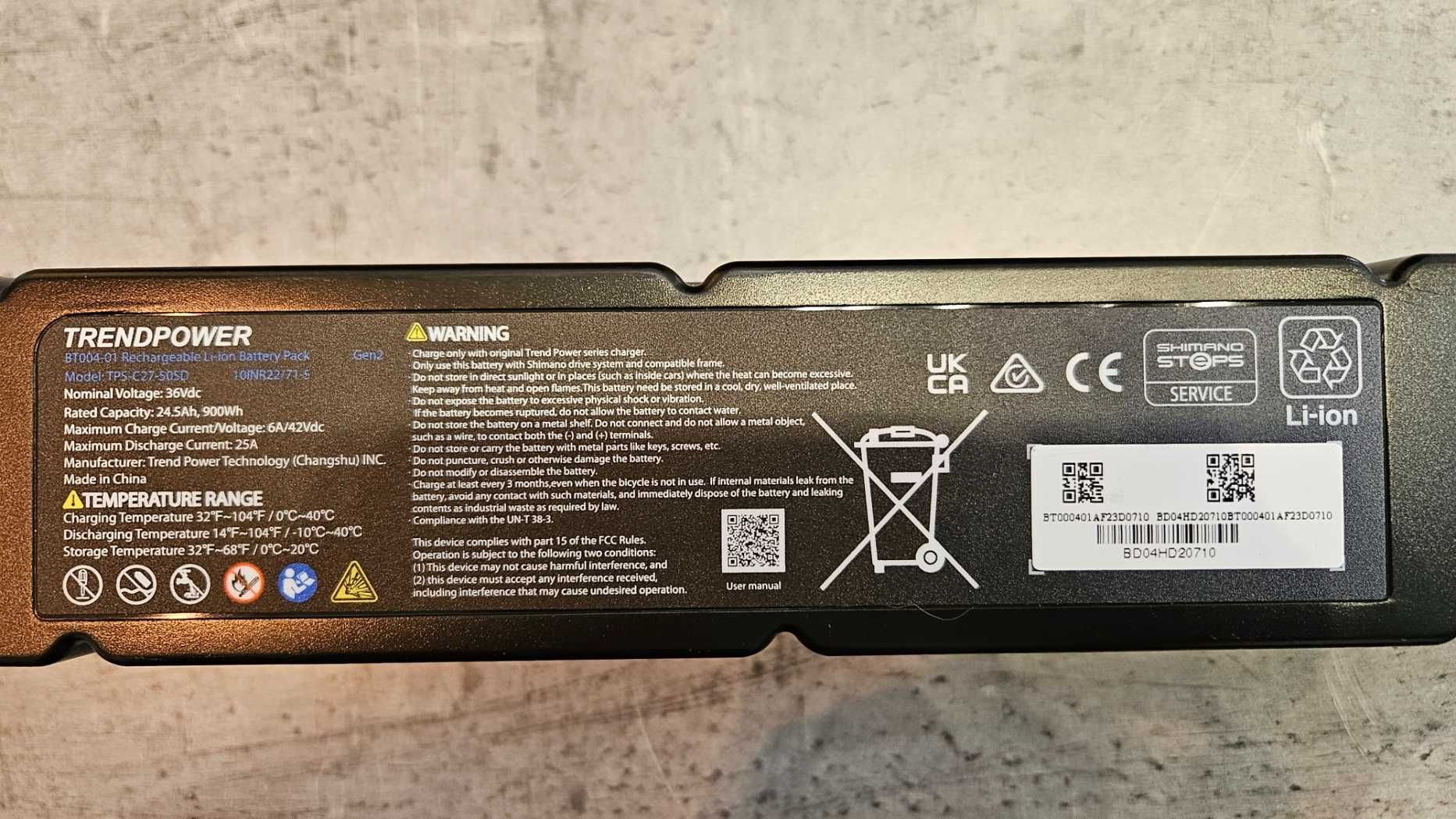 Bateria Shimano EP801 Canyon Spectral:on Torque:on ebike e-bike 900Wh