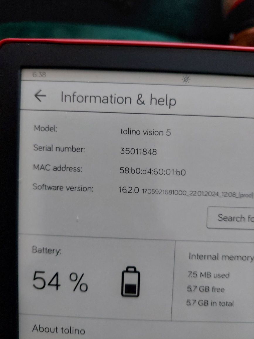 Czytnik ebook tolino vision 5
