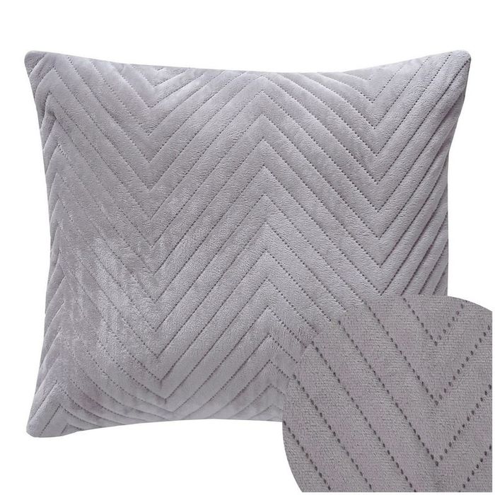 Poszewka na poduszę 50x60 Welurowa velvet pluszowa Jodełka Caden Szara
