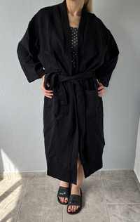 Home&You szlafrok płaszcz kąpielowy czarny S M L 36 38 40