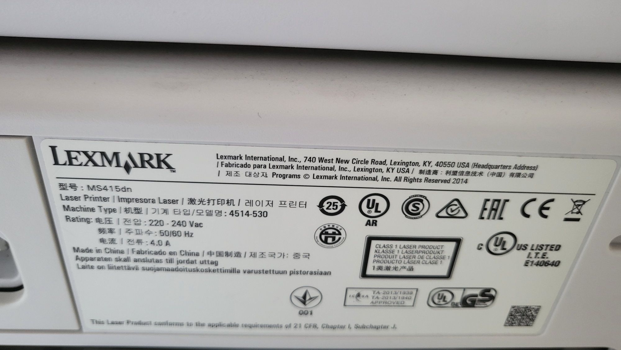 Drukarka jednofunkcyjna laserowa (mono) Lexmark MS415dn - drukuje ale