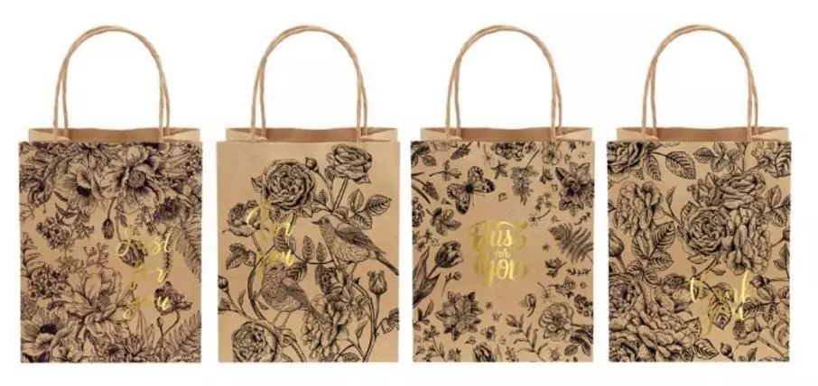 Torba prezentowa brown kraft 26x32cm hotstamp mix. incood.