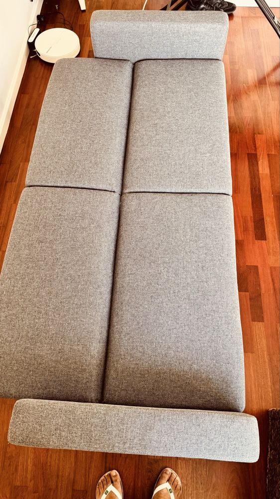 Sofá-Cama 3 Lugares (206 x 74 x 83 cm - Cinzento Carvão)