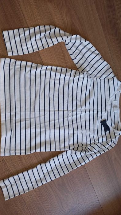 Koszulka biała paski dla dziewczynki kokarda cool club r.152 bluzka