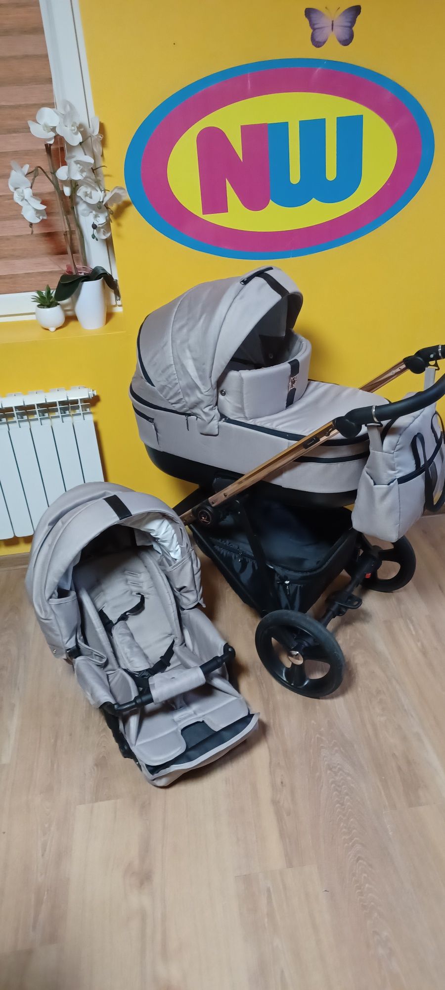 Śliczny elegancki wózek zestaw 2w1 w KOMISIE NW