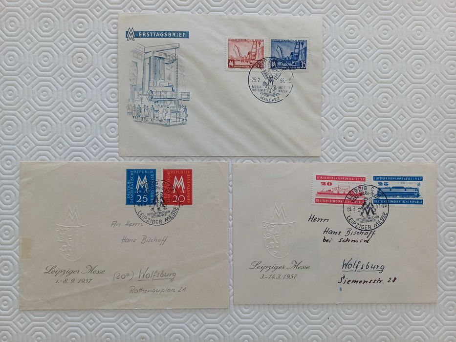 Filatelia 3 envelopes da RDA -  Leipziger Messe ou Leipzig Trade Fair