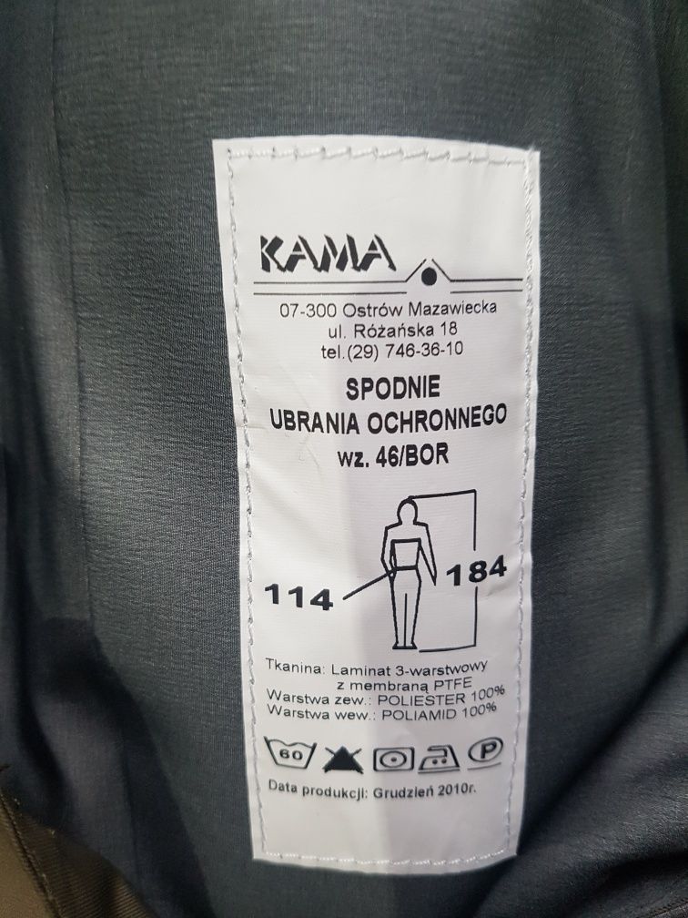 Spodnie ubrania ochronnego Kama