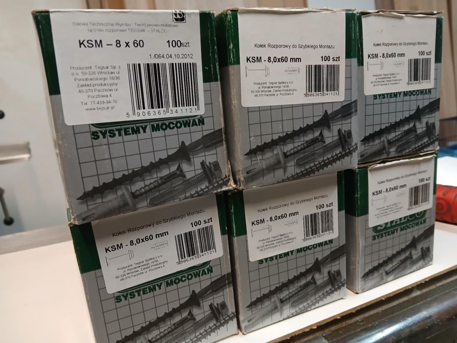 Stalco kołki rozporowe koszulki z śrubą do szybkiego montazu 8x60