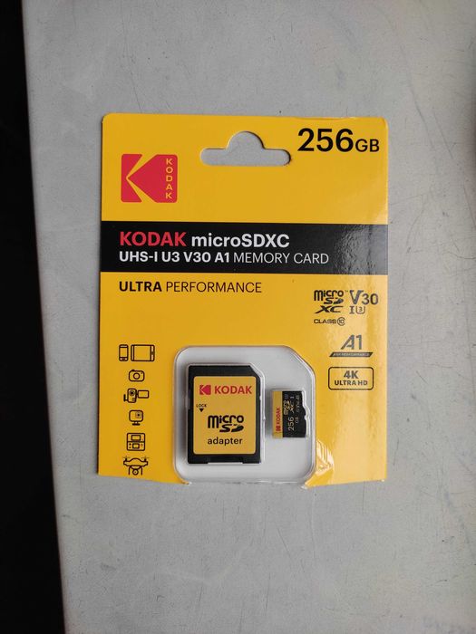 Karta pamięci Kodak 256GB microSD SDXC UHS-I U3 V30 A1 4K + Adapter