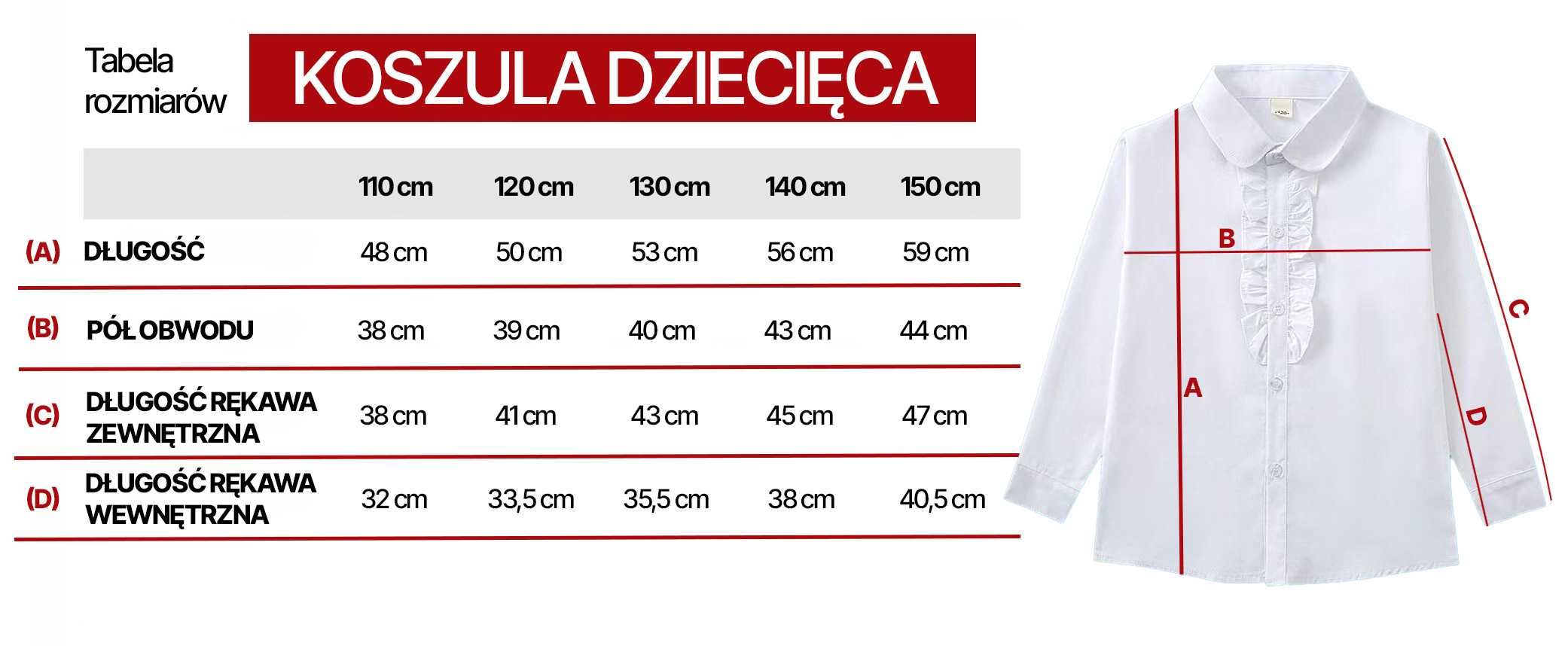 Koszula biała dziewczęca rozm 150, 100% bawełna