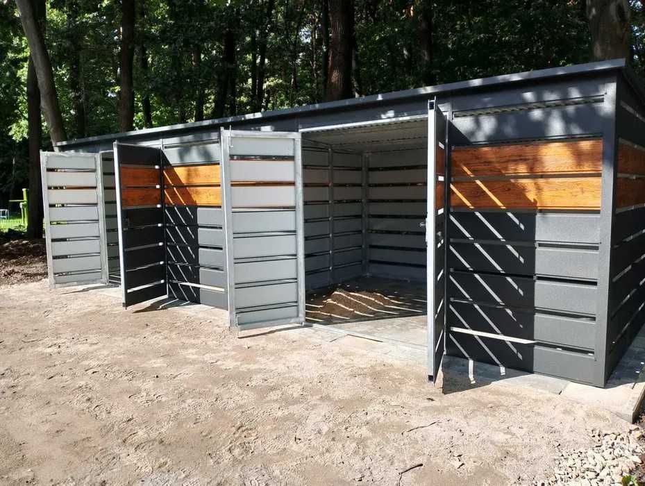 Wiata do segregacji śmieci, box na kosze, altana śmietnikowa panelowa