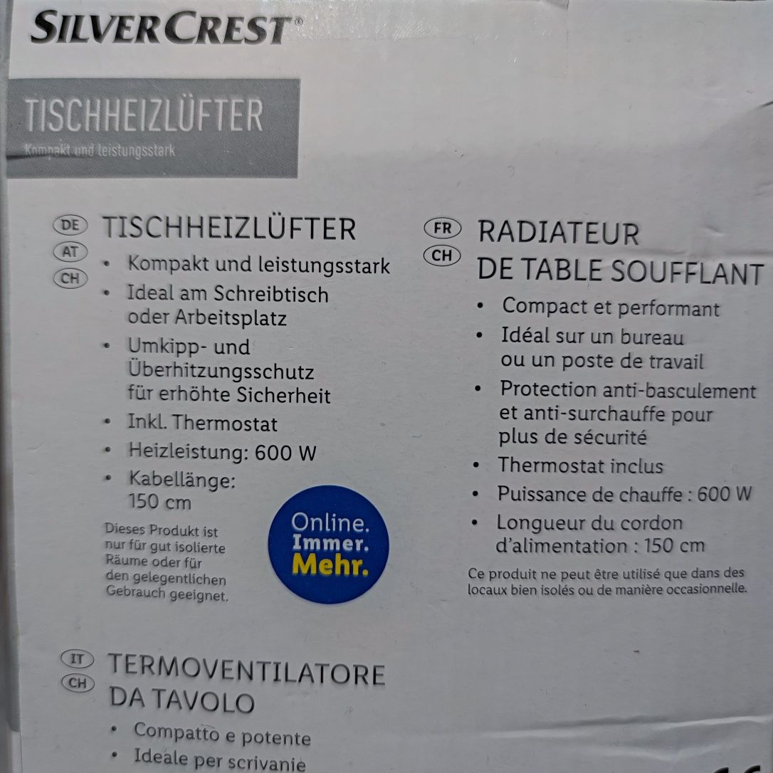 Termowentylator stołowy 600W SilverCrest