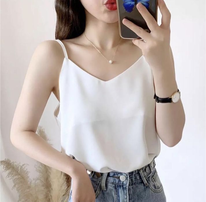 Женский топ на бретельках Dushu летний белый блузка