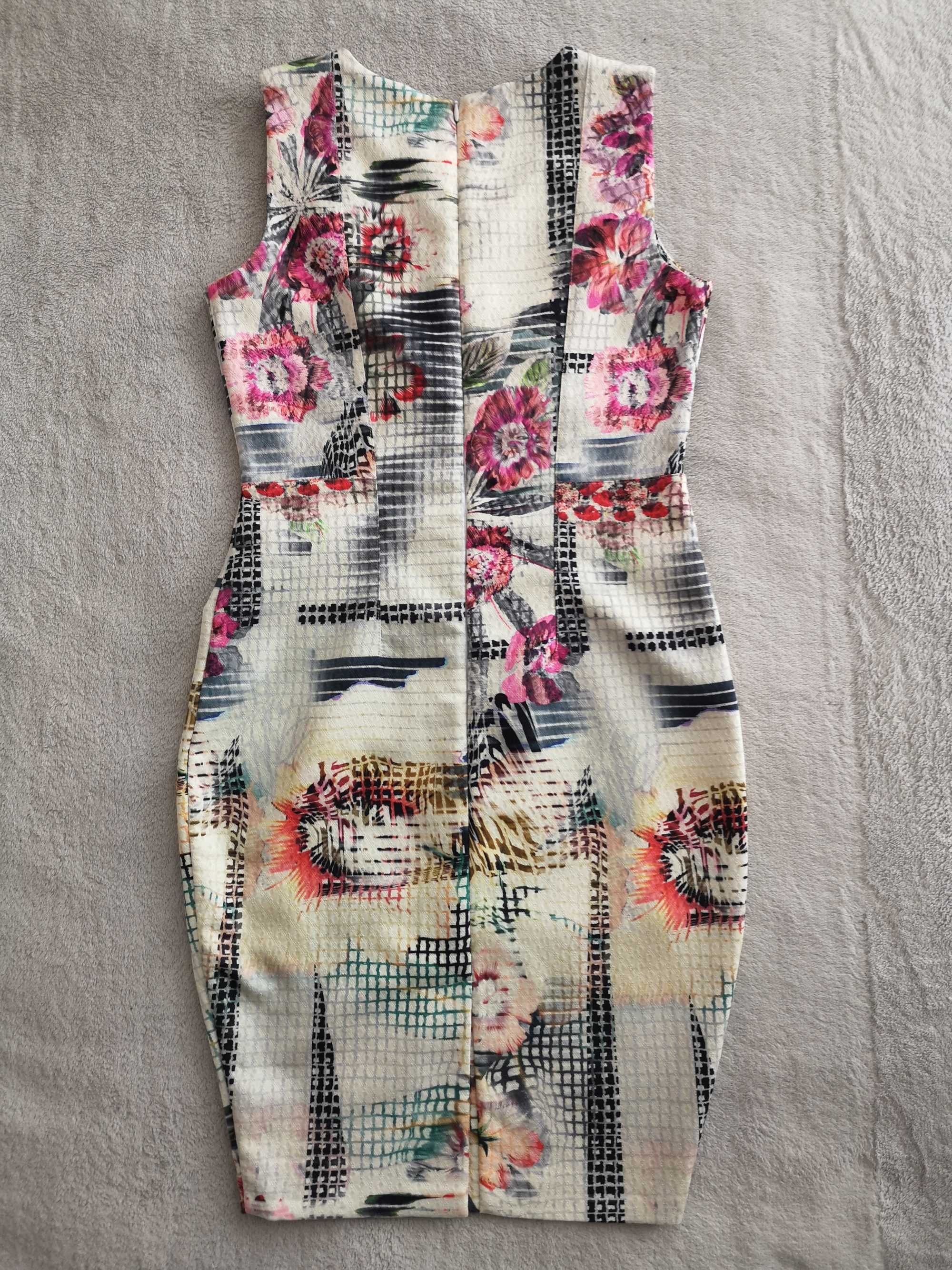 Elegancka sukienka w kwiaty kwiatki kratę kratkę Ceme London 40 j nowa