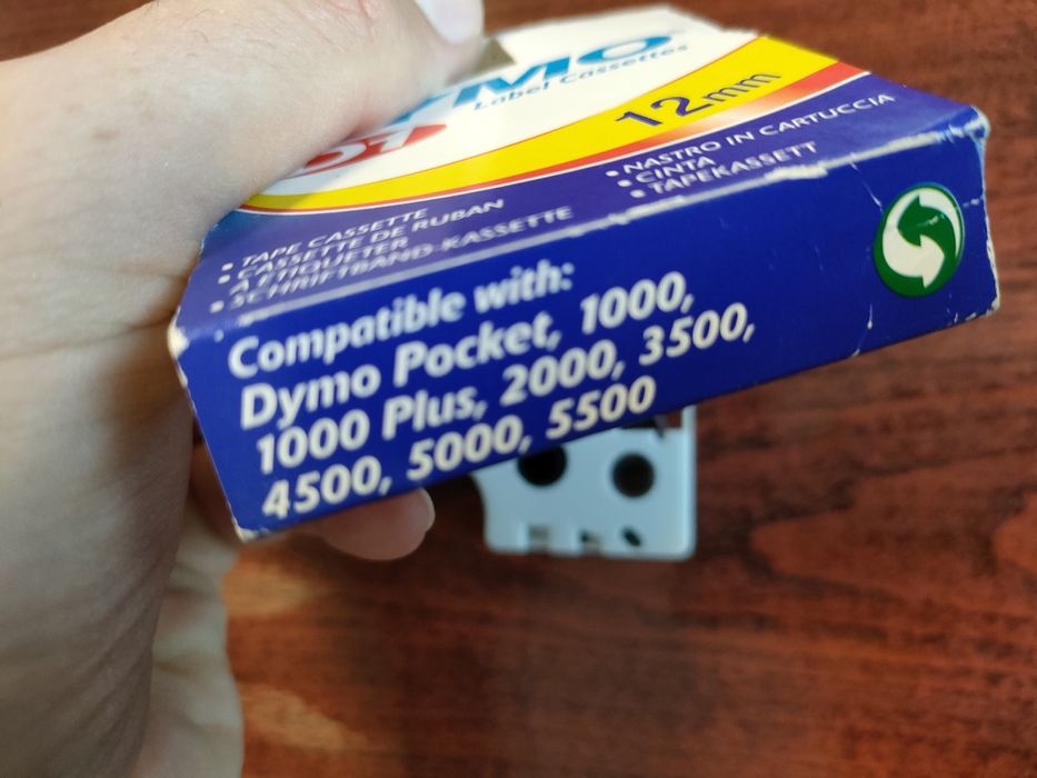 Taśma Dymo D1 12 mm czarny nadruk naklejki do drukowanie 45016 Black