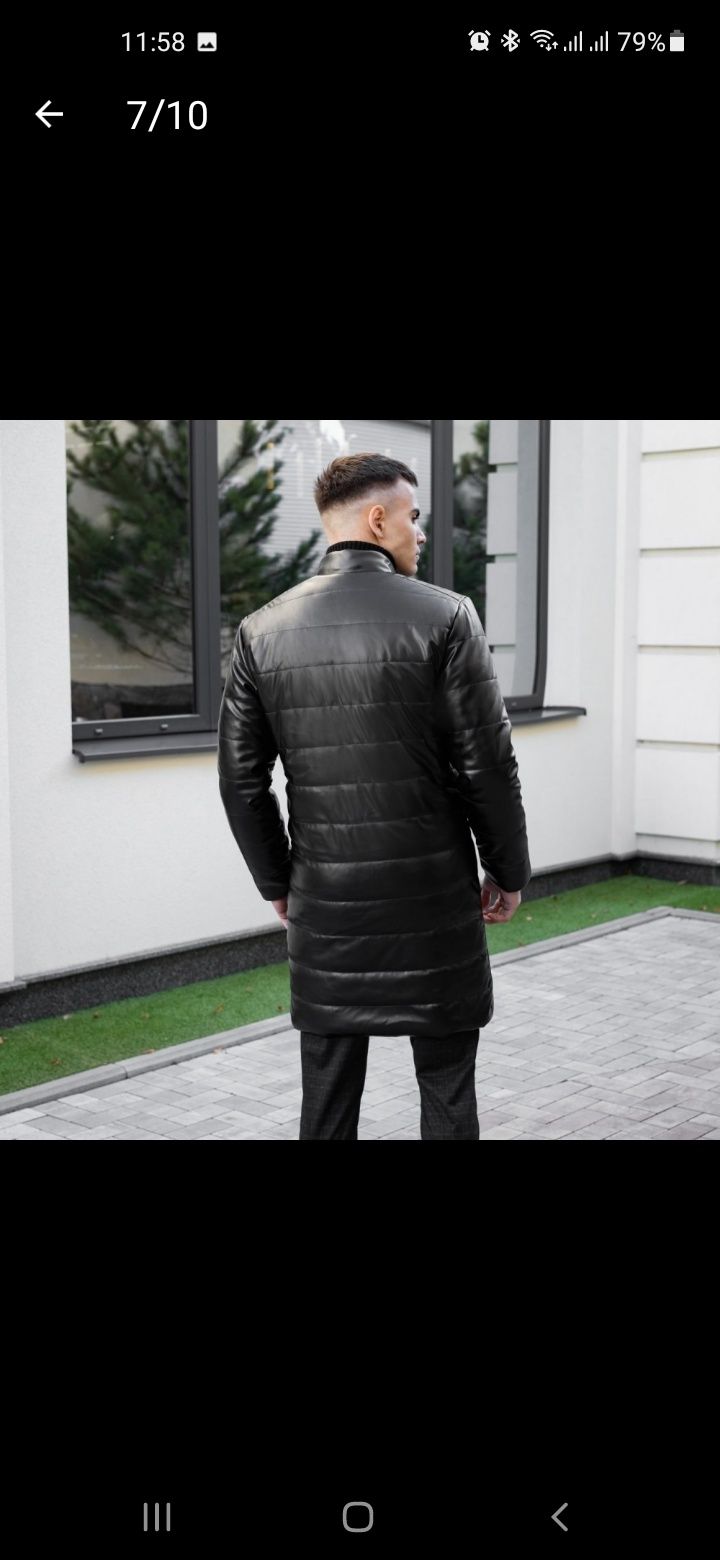 Мужская зимняя куртка-пальто изготовлена из высококачественной эко кож