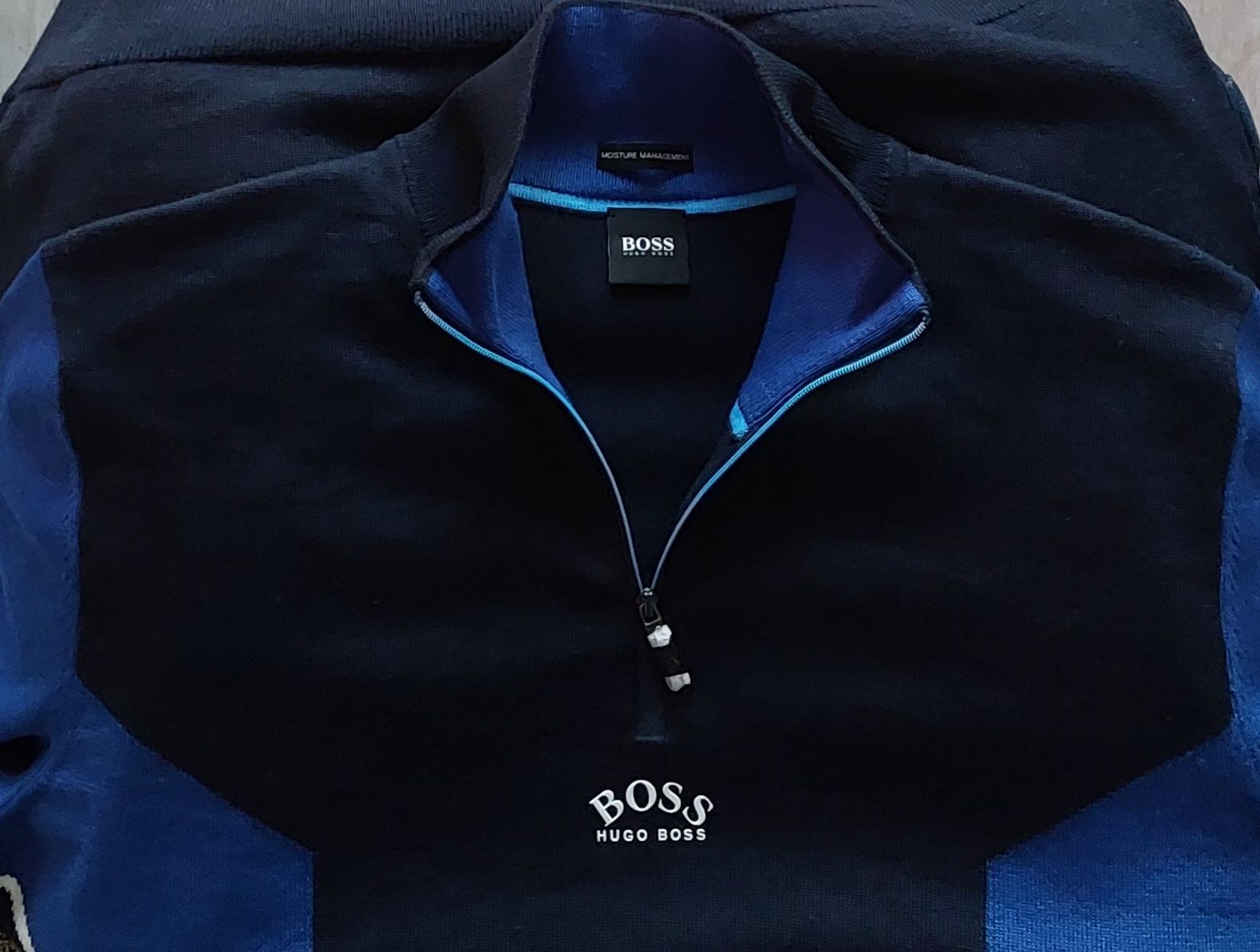Boss nowy sweter męski rozpinany golf wełna r. XL