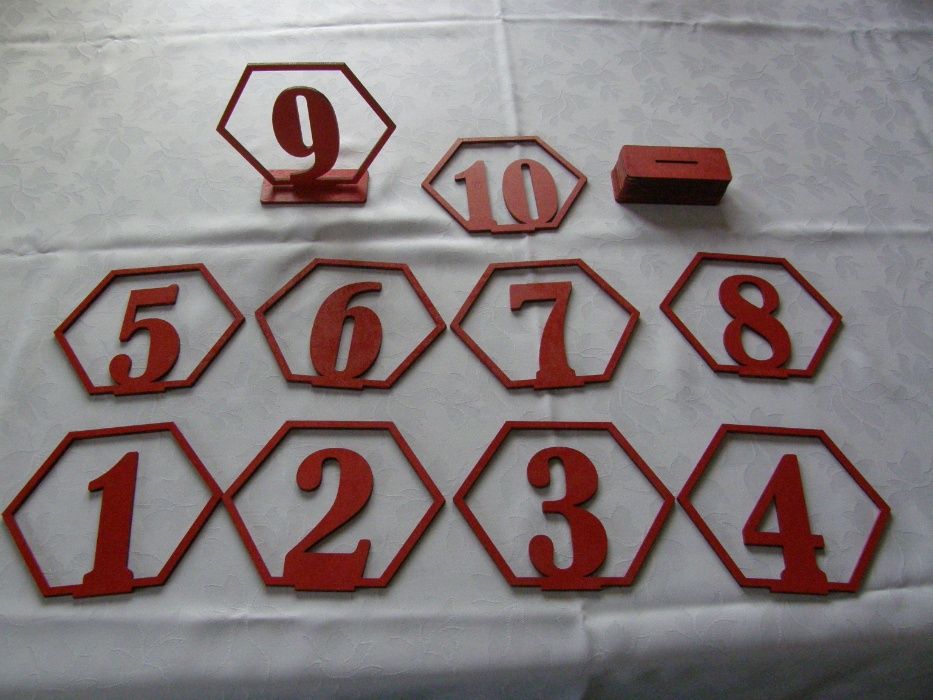 Numerki na stoły 1-10 czerwone