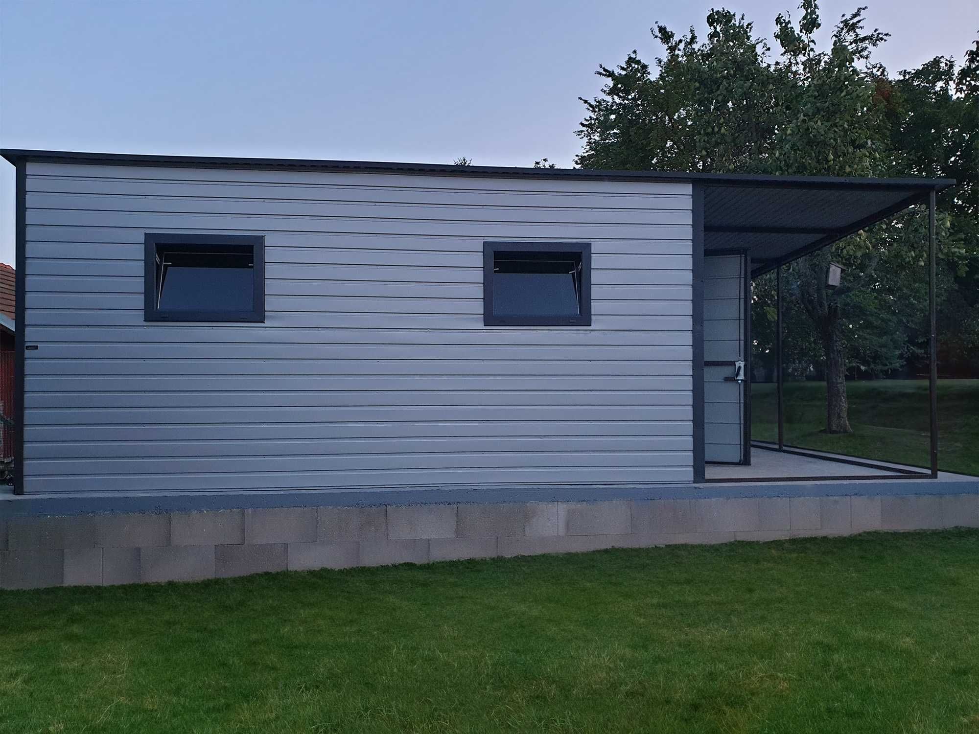 Domek ogrodowy 5×5 m Wiatka Okno Premium Drzwi – srebrny/grafit matowy