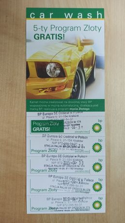 Karnet na myjnie BP - 5x Program Złoty - Kwiecień 2025