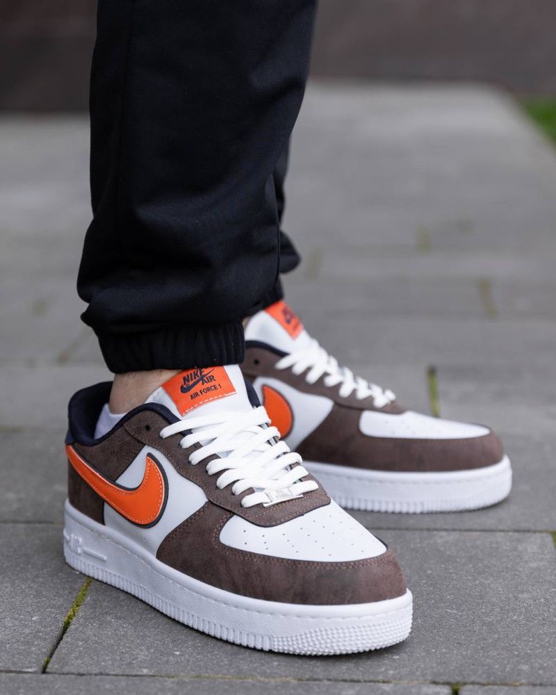 Чоловічі кросівки найк аір форс Nike Air Force Brown White Orange