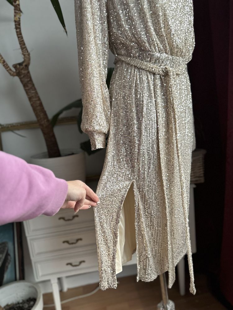 In the style srebrna cekinowa sukienka midi 42 xl xxl 44