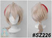 Kazuha Genshin Impact peruka szara brudny róż cosplay wig z kitką