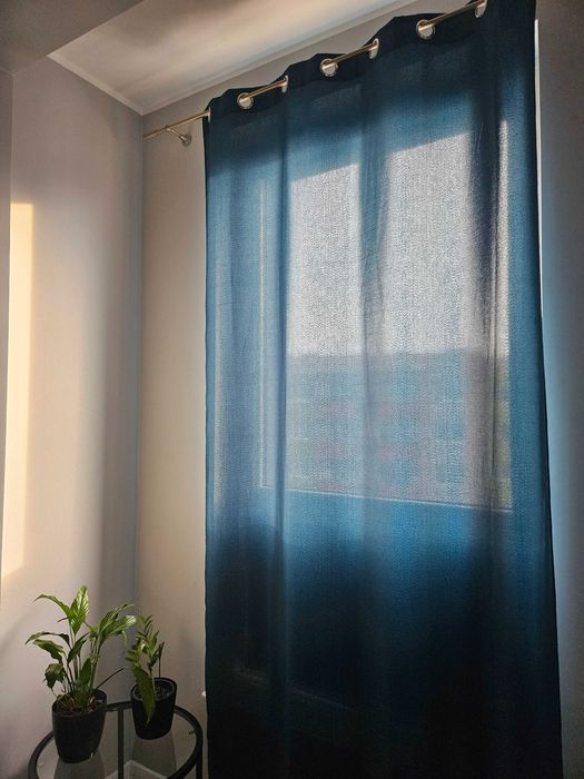 Zasłona 2 sztuki na okno szmaragd morskie 140 x 250 cm przelotki