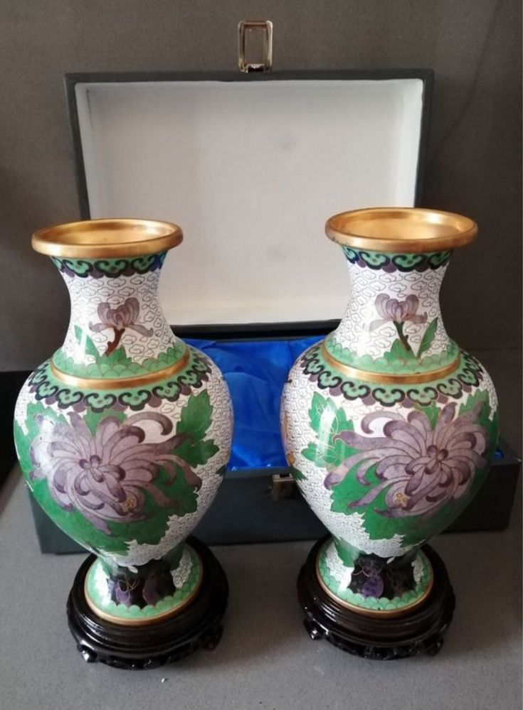 Jarras com base, mala, em Cloisonne China, Oriental, Chinesa