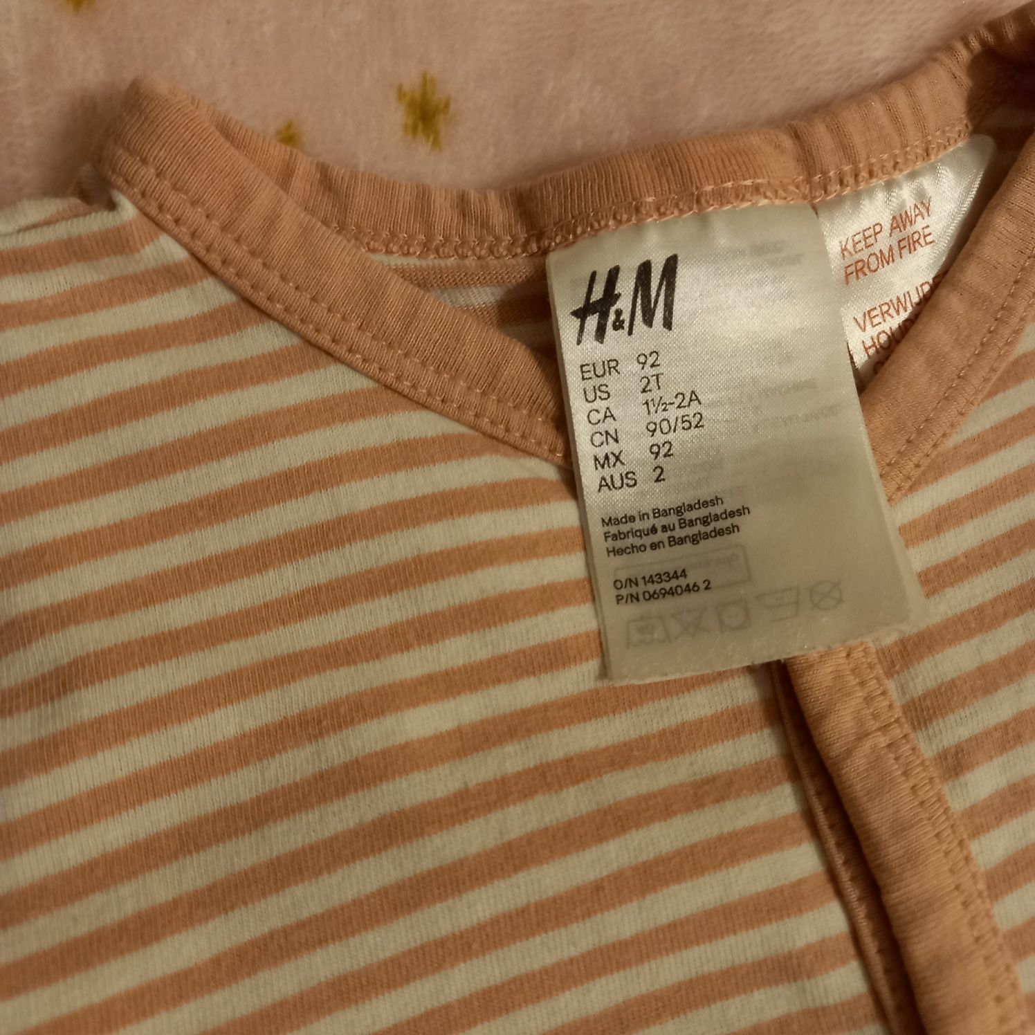 Pajac,piżamka H&M dla dziewczynki r.92