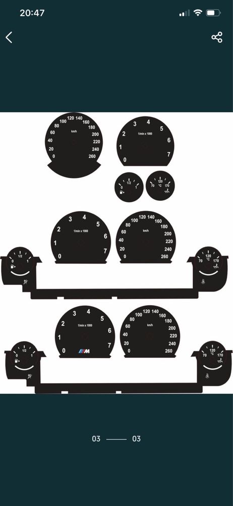 Бмв е 53/60/70/90) F 01/07/10/15/30/шкалы приборов Европа