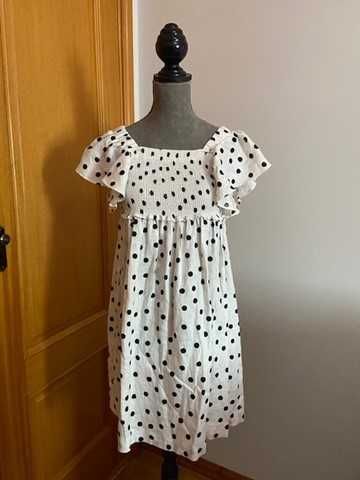 Vestido branco com bolas pretas - ZARA