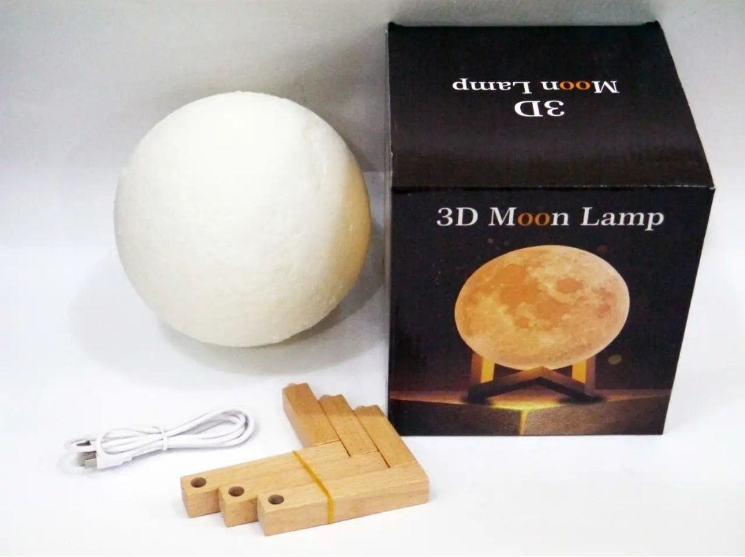 Led лампа місяць 15 см| moon lamp | нічник місяць на підставці