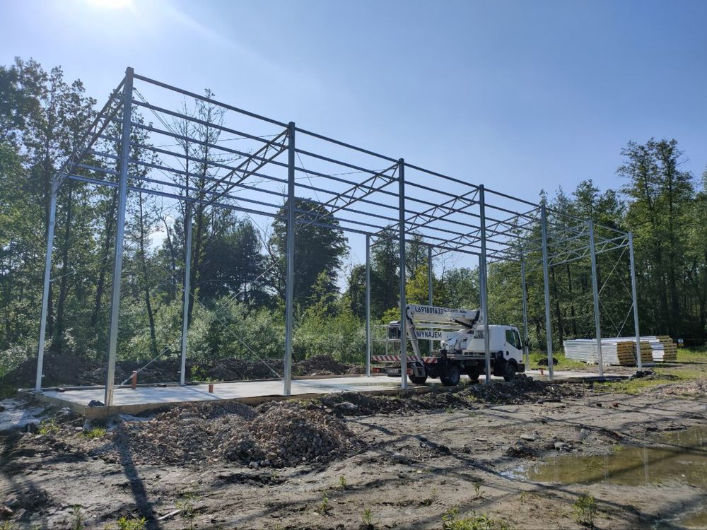 Konstrukcja Stalowa Jednospadowa Wiata Garaż 6x12  , 6m