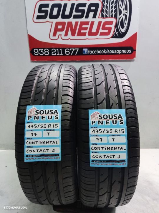 2 pneus semi novos 175-55r15 continental - oferta dos portes