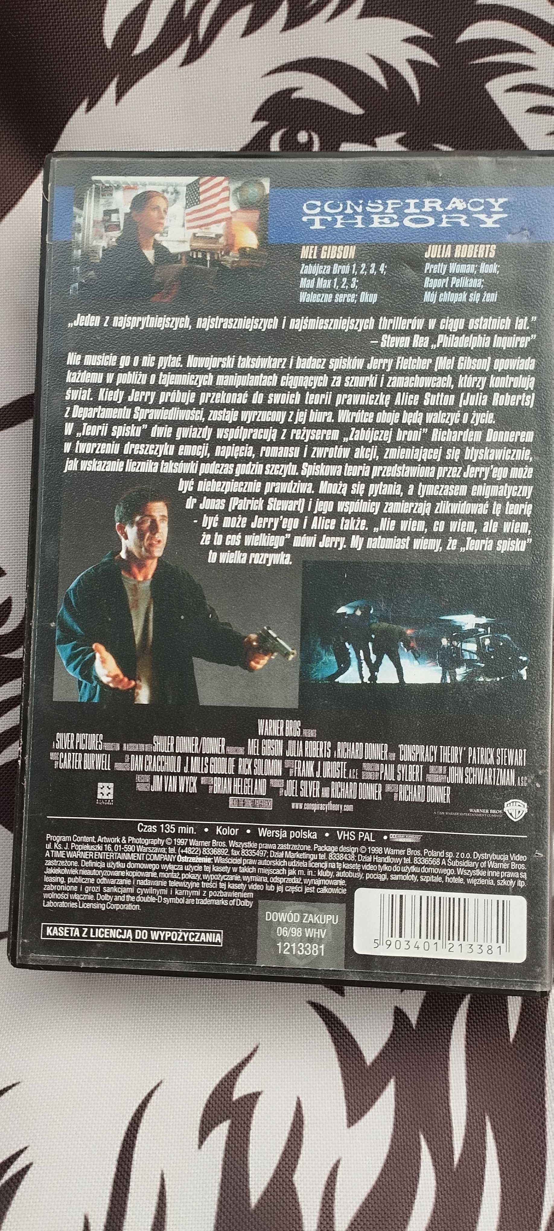 Kaseta VHS "Teoria spisku" (1997) z Melem Gibsonem i Julią Roberts