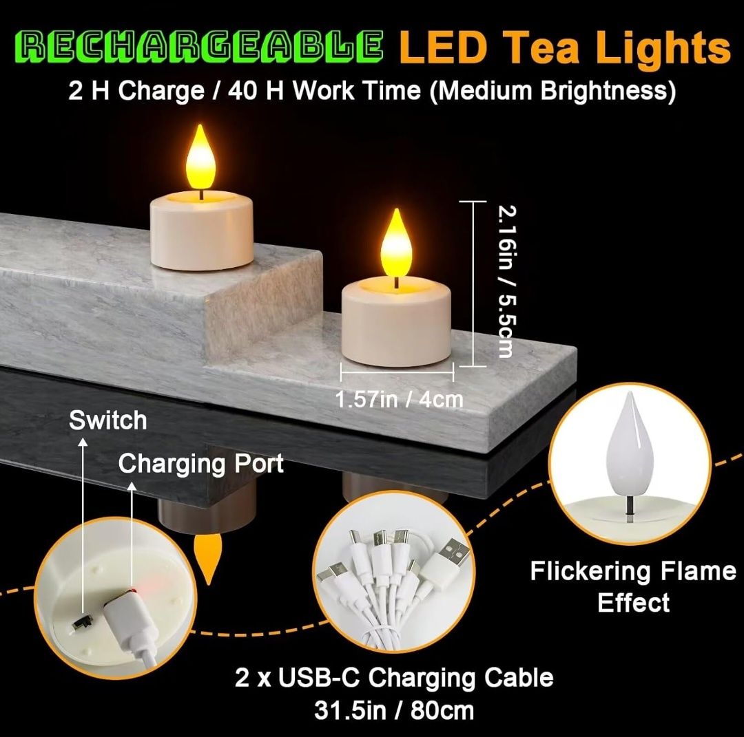 12szt PChero Akumulatorowe świece LED Tea Light