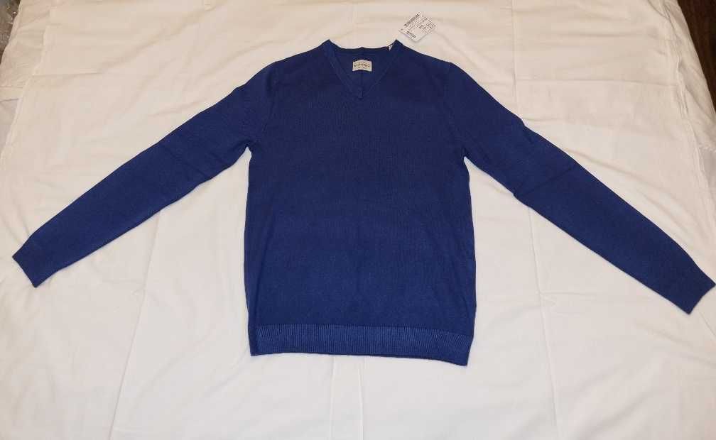 Sweter męski marki Montego, Peek & Cloppenburg ciemnoniebieski w serek
