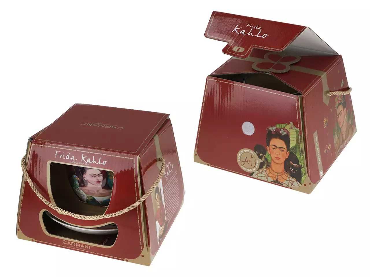 Filiżanka z spodkiem Frida Kahlo 410ml Autoportret Ja i moje papugi
