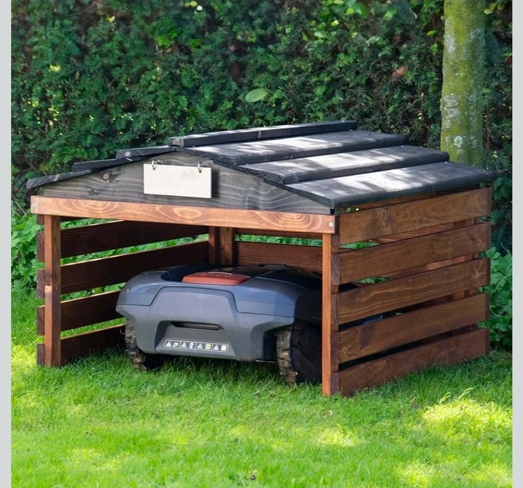 Dobar 56193E garaz dla robota Domek, Drewno, Brązowy/Czarny, 78,5 x 74