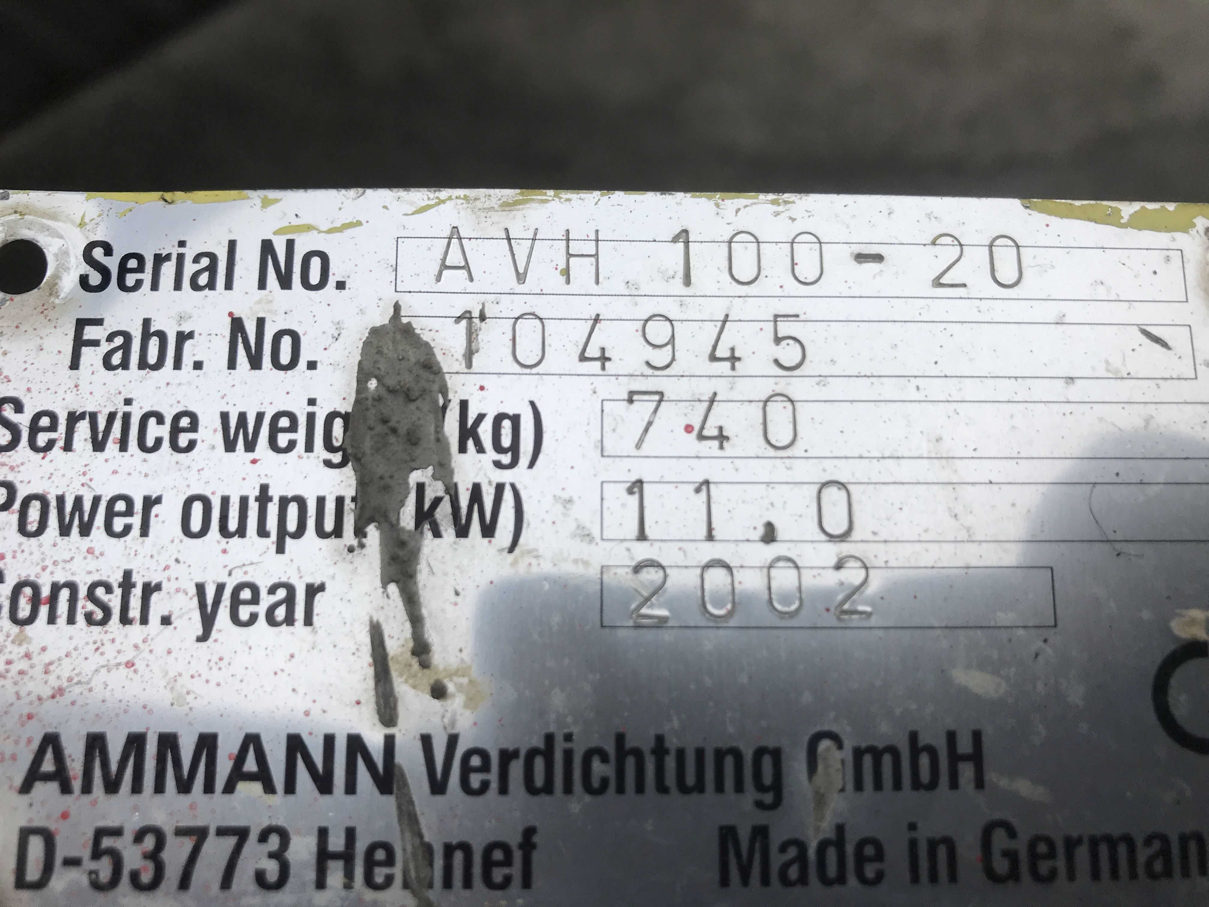 Zagęszczarka Ammann  AVH 100/20 Płyta wibracyjna 707kg