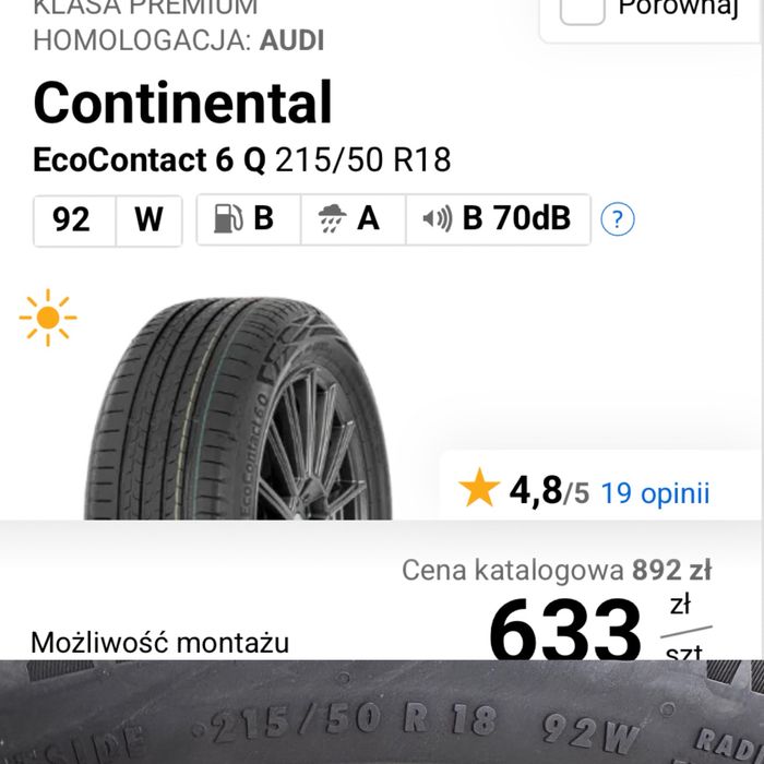 Komplet opon premium Continental AO 215/50/18 2023r 6mm wysyłka