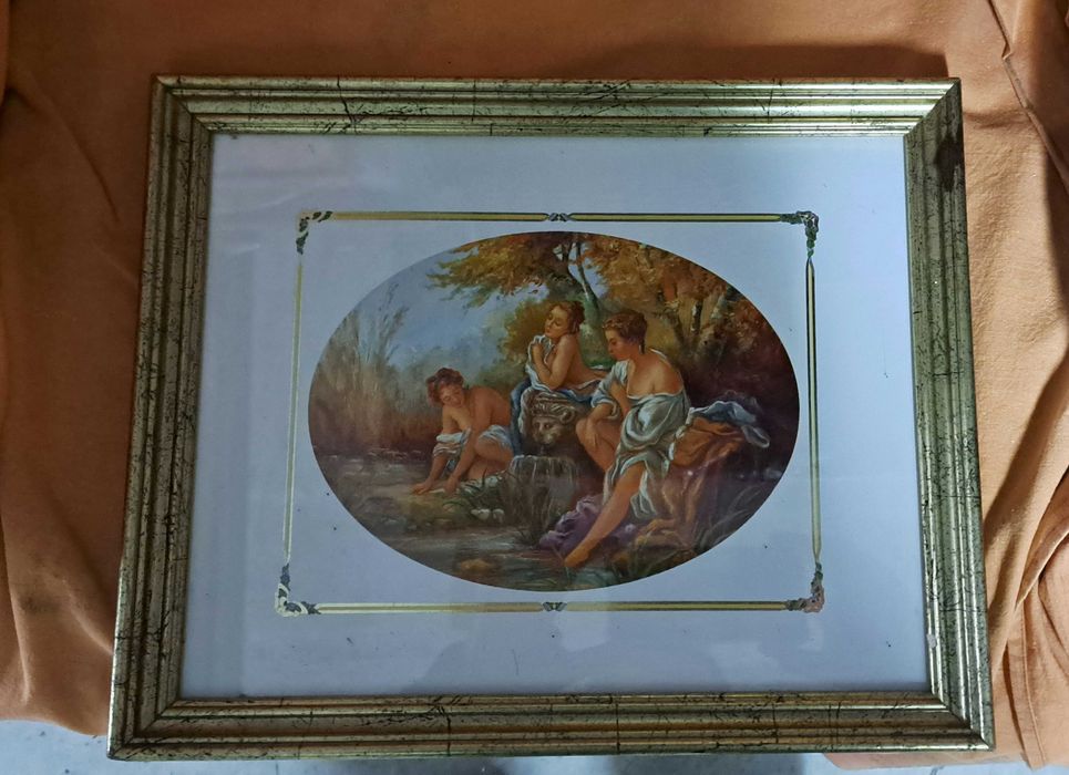 Quadro com Imagem e Moldura Antiga Dourada