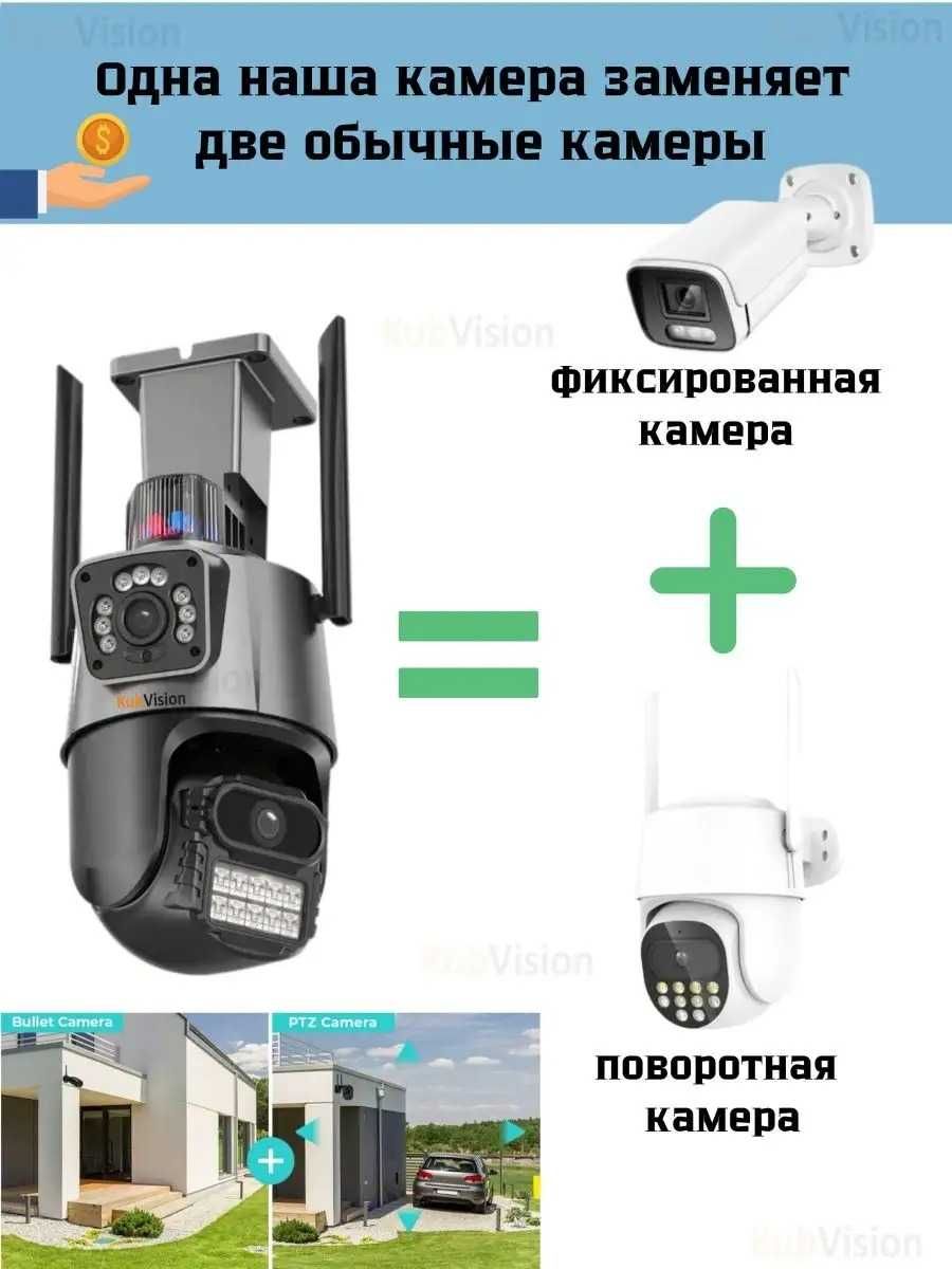 Супер новинка! IP WiFi камера, 2 независимых объектива 3Mp+3Mp (iCSee)