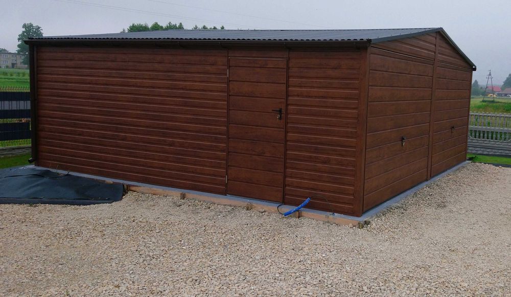 Garaż blaszany drewnopodobny 6x5.80, 6x6 konstrukcja profil Producent