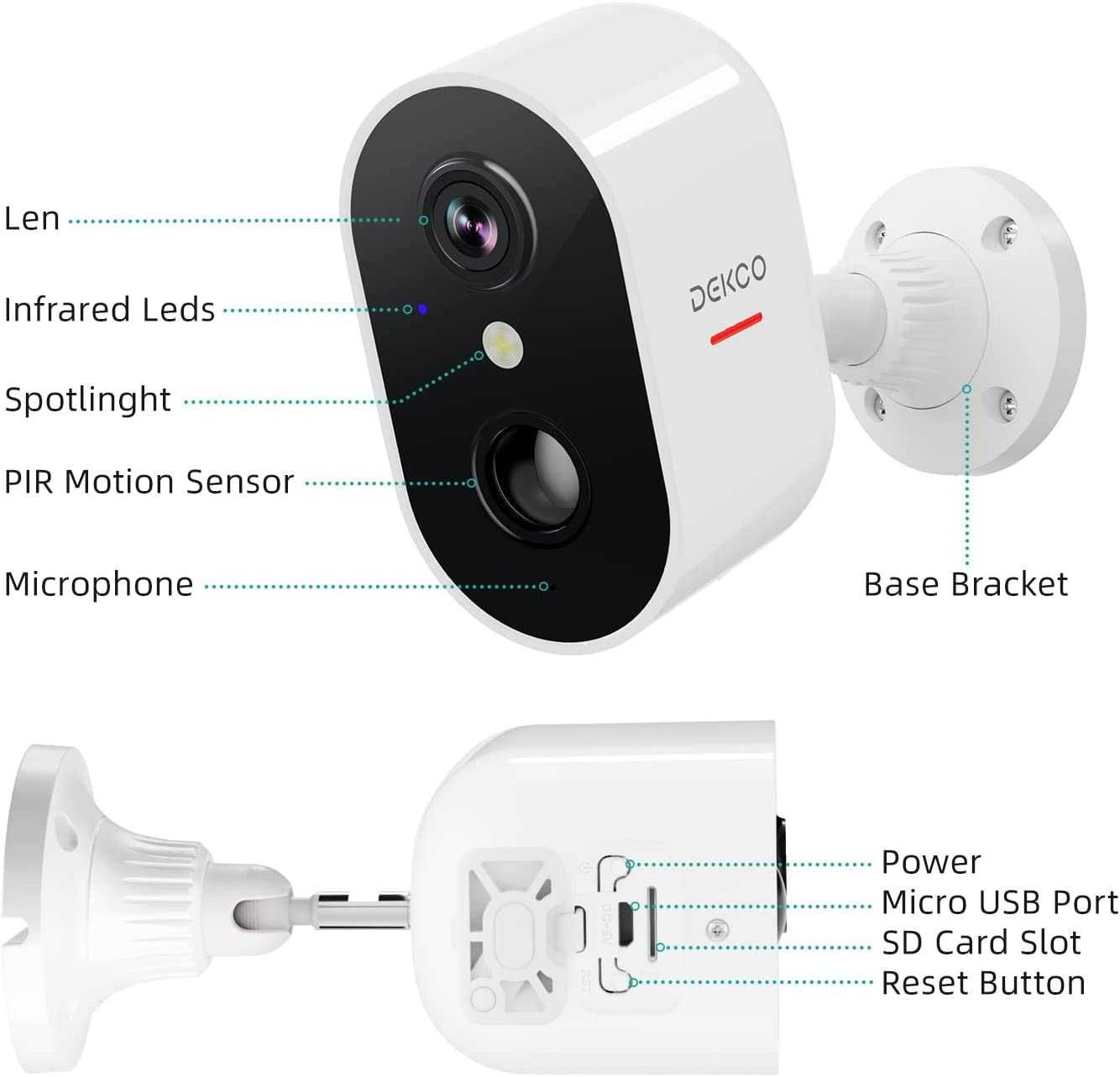 Камера безопасности DEKCO 1080P аккумуляторная WiFi