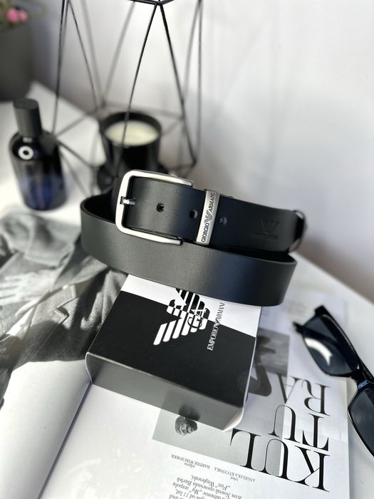 Pasek ze skóry naturalnej w pudełku w stylu Armani