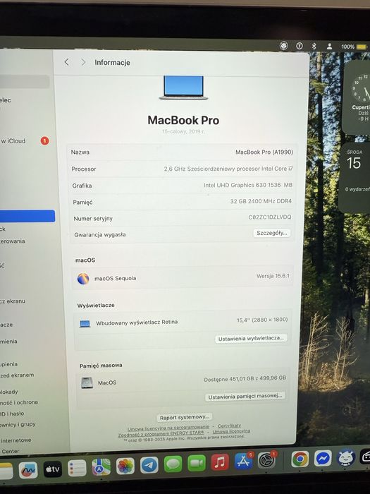 MacBook Pro 32 Gb 500 GB sd dysk / nówka bateria